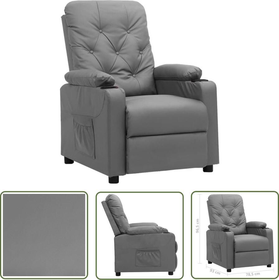 The Living Store verstelbare stoel Luxe Comfort Fauteuil 78.5 x 93 x 96.5 cm Grijs