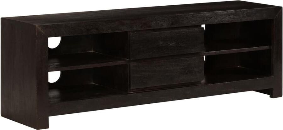 The Living Store Tv-meubel Massief Acaciahout 120 x 30 x 40 cm Donkerbruin Geen montage vereist Tv-meubel Acacia Hout Bruin Tv-meubel Dressoir Opbergkast