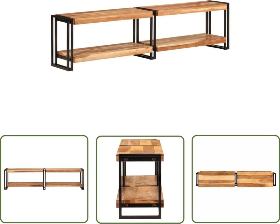 The Living Store Tv-kast Acaciahout 160 x 30 x 40 cm Metalen frame Tv Kast Acacia Houten Tv Kast Tv Meubilair Salontafel Mediabox - Foto 2