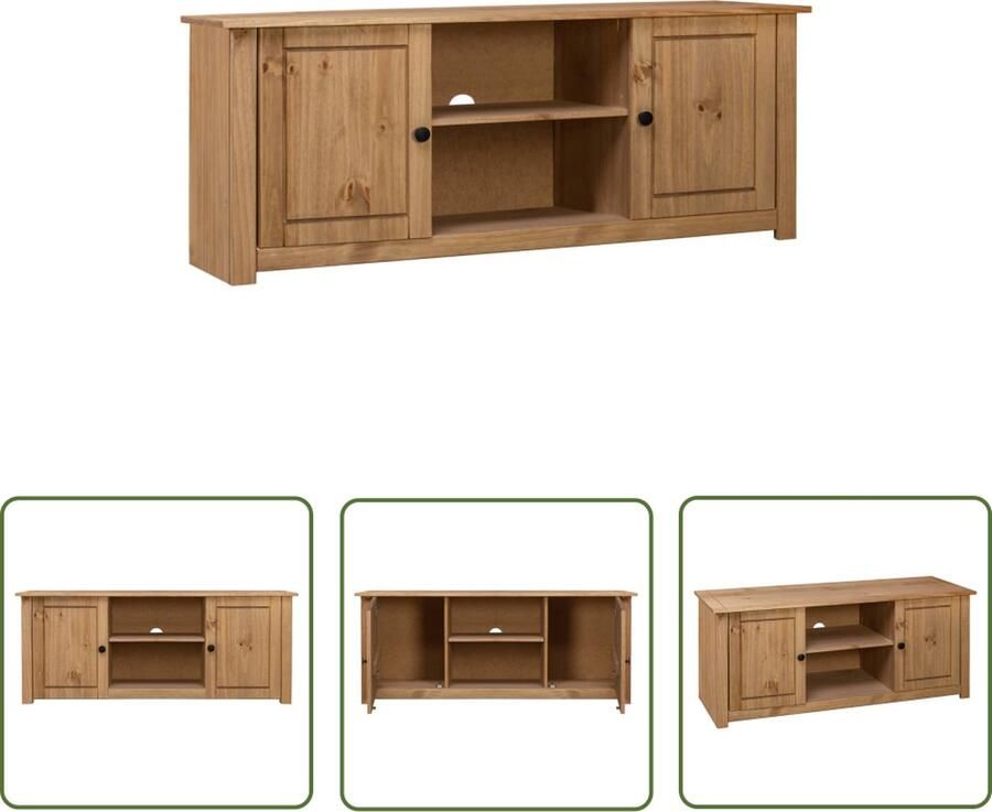 The Living Store Tv-kast Massief Grenenhout 120x40x50 cm Natuurlijke Houtkleur Tv-kast Grenoblehouten Tv-kast Vintage Tv-stand Rustic Tv Stand Mediabox - Foto 2