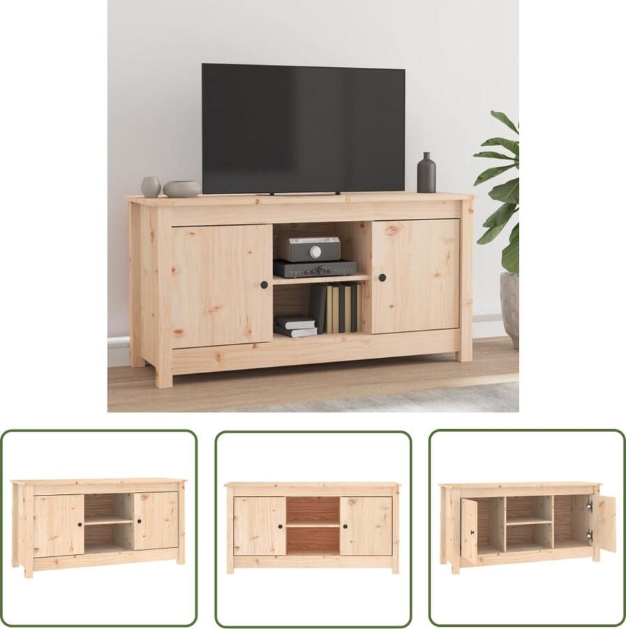 The Living Store vidaXL Grenoblehouten Tv Kast Tv Kast Tv-meubel 103x36 5x52 cm massief grenenhout Tv Stand Salontafel Mediastand - Foto 2