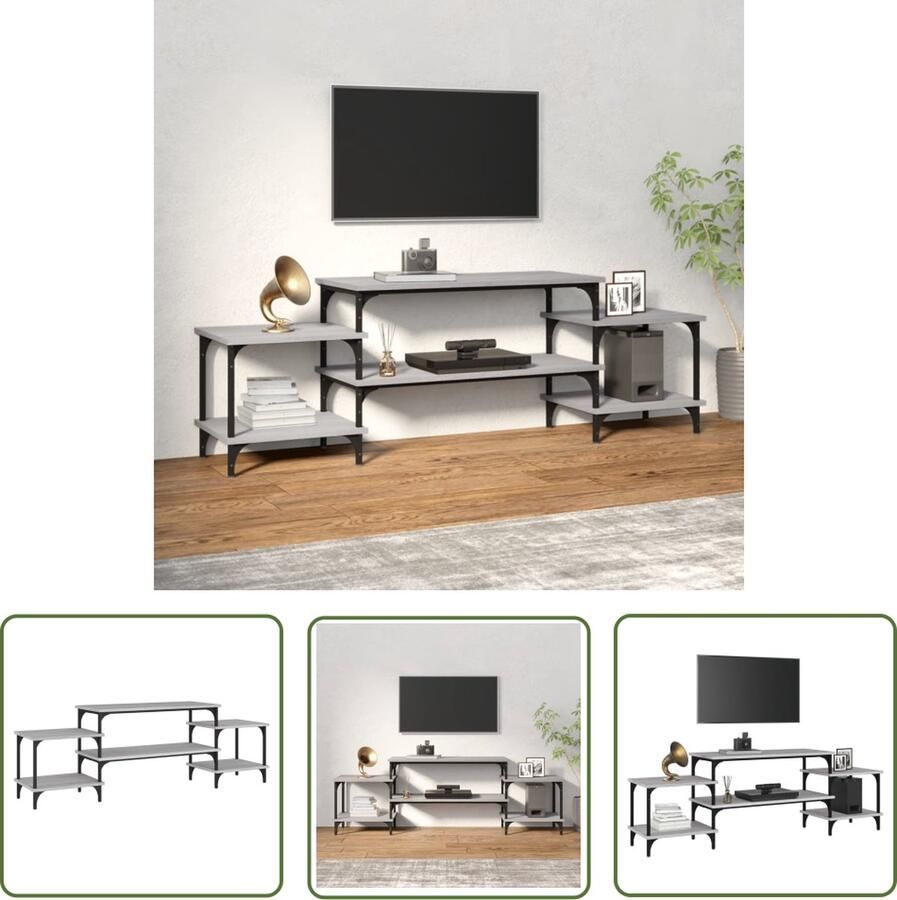 The Living Store TV-meubel Grijs Sonoma Eiken 157 x 35 x 52 cm Duurzaam hout Voldoende opbergruimte Aanpasbare poten Tv-meubel Grijze Tv Kast Houten Tv Stand Salontafel Mediacaft - Foto 2