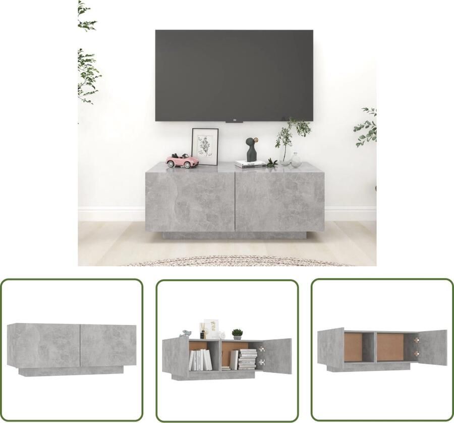 The Living Store TV-meubel Hifi-kast 100 x 35 x 40 cm Betongrijs Montage vereist Tv-meubel Hfi-kast Tv-kast Houten Tv-meubel Grijze Tv-meubel - Foto 3