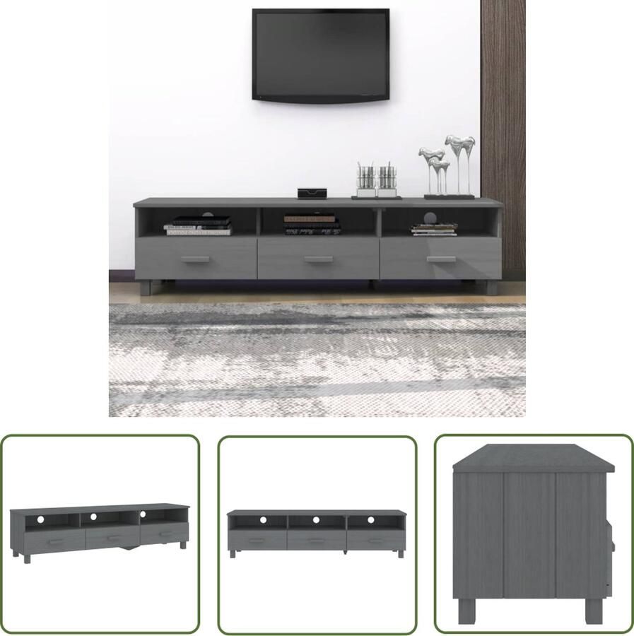The Living Store vidaXL Hout Meubilair Tv Kast Tv-meubel HAMAR 158x40x40 cm massief grenenhout donkergrijs Salontafel Grenoble Tafel Donkere Kleuren - Foto 2