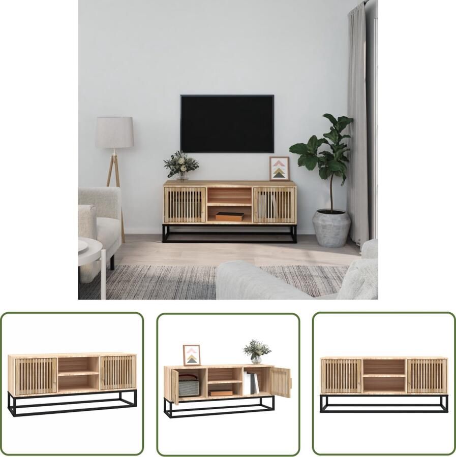 The Living Store TV-meubel Afmetingen- 105 x 30 x 45 cm Duurzaam materiaal TV-meubel Houten TV-kast Salontafel Kastje Opbergruimte - Foto 2