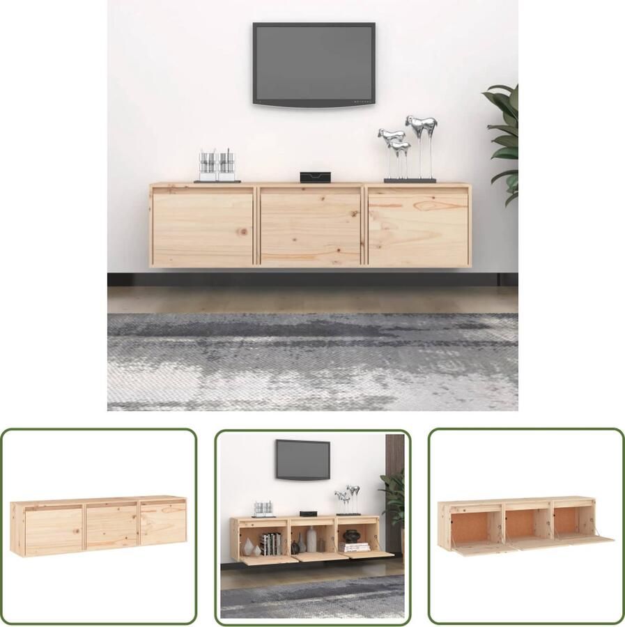 The Living Store TV-meubel Grenenhout 45x30x35 cm Klassiek design Tv Meubel Houten Tv Kast Grenoblehouten Tv Kast Klassieke Tv Kast Wand Tv Kast - Foto 2