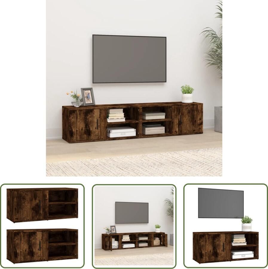 The Living Store vidaXL Houten Tv Kast Tv Meubel Tv-meubels 2 st 80x31 5x36 cm bewerkt hout gerookt eikenkleurig Bruine Tv Kast Tv Stand Salontafel - Foto 2
