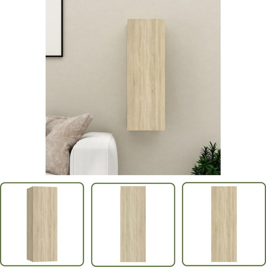 The Living Store vidaXL Tv-meubel 30 5x30x90 cm bewerkt hout sonoma eikenkleurig Tv-meubel Houten Tv-meubel Wandkast Tv-kast Media Kast - Foto 2