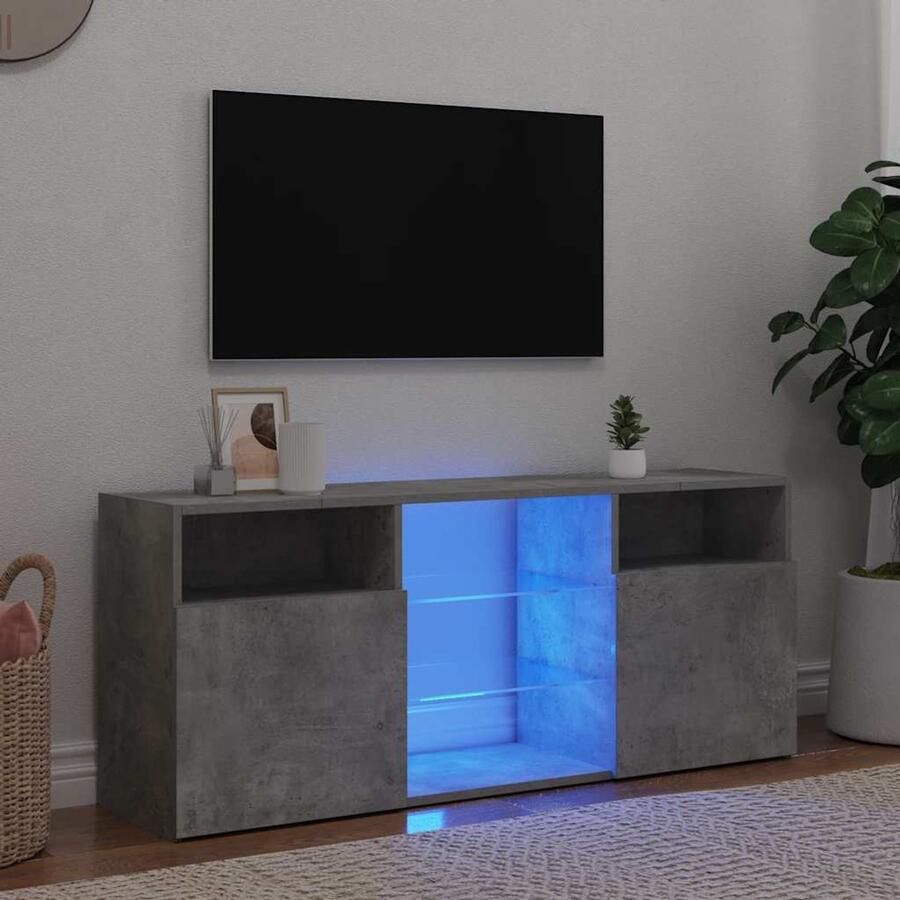 The Living Store vidaXL Tv-meubel met LED-verlichting 120x30x50 cm betongrijs Tv-meubel Houten Tv-meubel Grijs Tv-meubel Led Tv-meubel VidaXL Tv-meubel - Foto 2