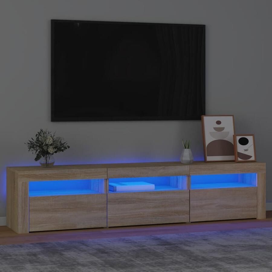 The Living Store vidaXL Tv-meubel met LED-verlichting 180x35x40 cm sonoma eikenkleurig Tv-meubel Houten Tv-meubel Tv Kast Led Tv-meubel Sonoma Eiken Meubilair