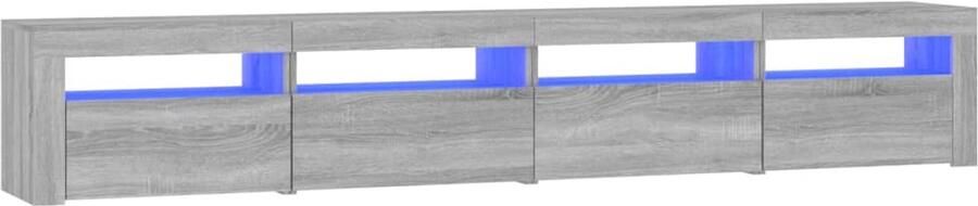 The Living Store vidaXL Tv-meubel met LED-verlichting 240x35x40 cm grijs sonoma eiken Tv-meubel Houten Tv-meubel Grijze Tv-meubel Led Tv-meubel Rgb Led Tv-meubel