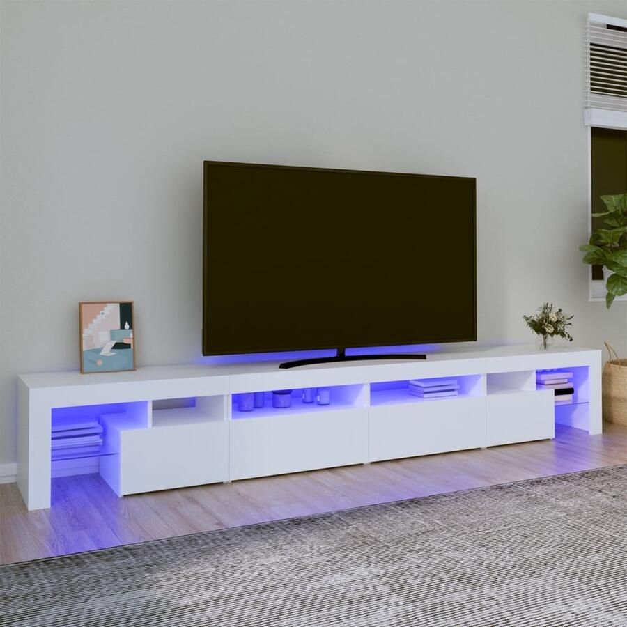 The Living Store vidaXL Tv-meubel met LED-verlichting 260x36 5x40 cm wit Tv-meubel Houten Tv-meubel Led Tv-meubel Rgb Led Tv-meubel Modern Tv-meubel