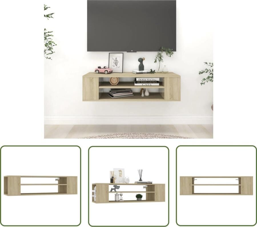 The Living Store vidaXL Tv-hangmeubel 100x30x26 5 cm bewerkt hout sonoma eikenkleurig Tv-meubel Houten Tv-meubel Hangend Tv-meubel Tv-kast Media-kast - Foto 2