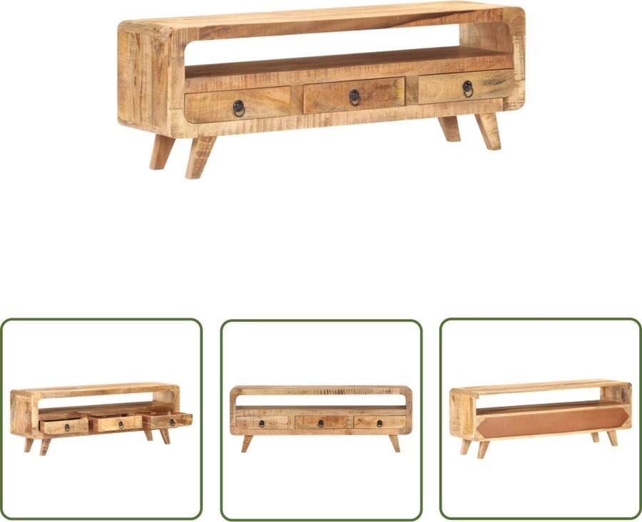 The Living Store televisiemeubel Mangohout TV-kast 117 x 30 x 41 cm Massief ruw Unieke kleuren Tv Kast Houten Tv-meubel Mangohout Meubilair Salontafel Living Room Furniture - Foto 2
