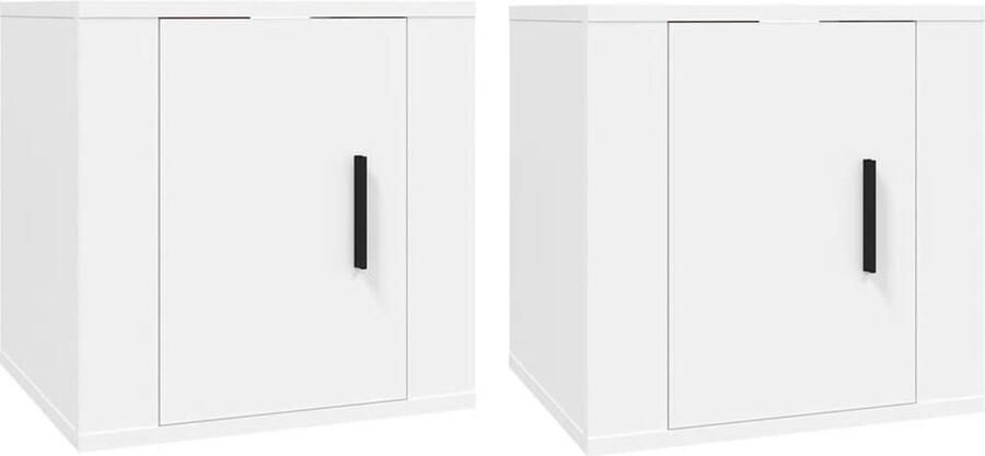 The Living Store TV-wandmeubel naam Wandgemonteerd 40 x 34.5 x 40 cm Wit Bewerkt hout TV Wandmeubel Houten TV Meubel Wit TV Meubel Salontafel Mediabox - Foto 2