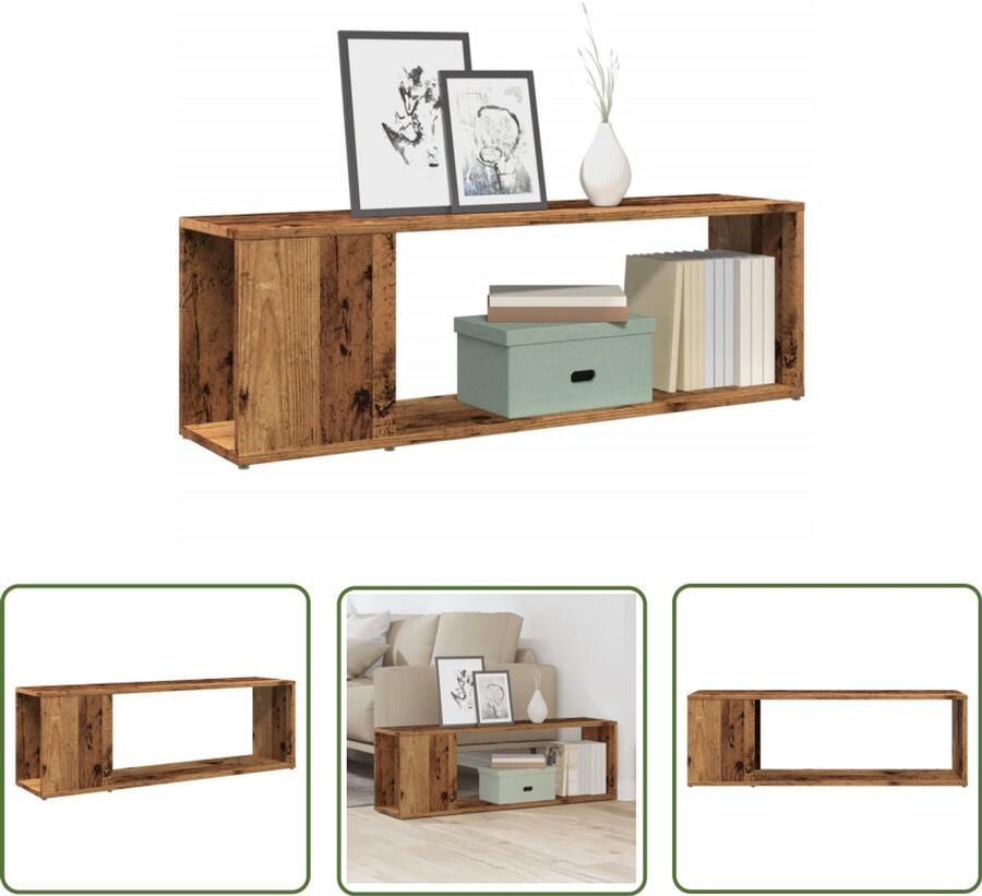 The Living Store vidaXL Tv-meubel 100x24x32 cm bewerkt hout oud houtkleurig Tv-meubel Houten Tv-stand Salontafel Opbergruimte Vintage Tv-meubel