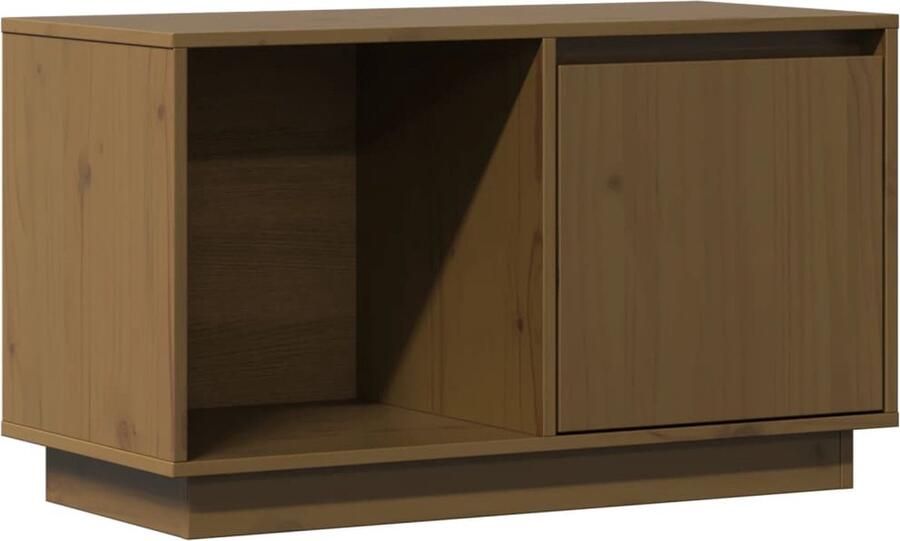 The Living Store TV-meubel Massief Grenenhout Honingbruin 74x35x44cm Opbergruimte Weergavefunctie Flexibele deurinstallatie Tv-meubel Houten Tv-stand Grenoble Hout Salon Meubilair Opberg Kast - Foto 2
