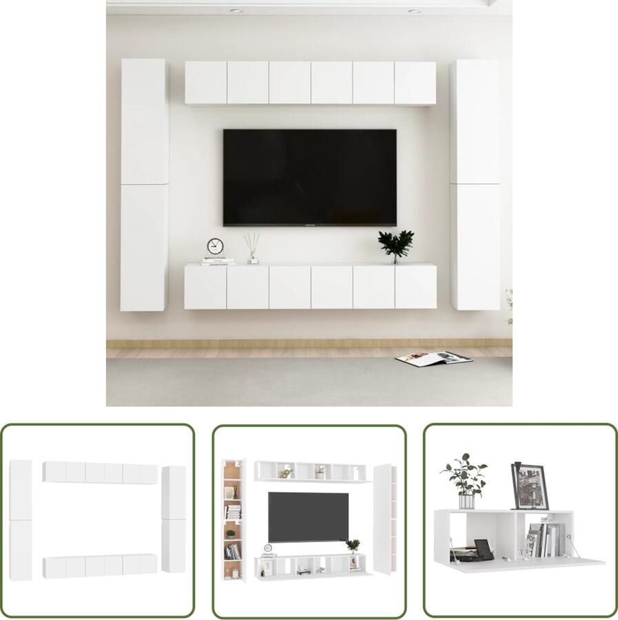 The Living Store TV-meubel spaanplaat 60 x 30 x 30 cm wit montage vereist Tv Meubels Houten Tv Stand Witte Tv Kast Salontafel Woonkamerinrichting - Foto 2