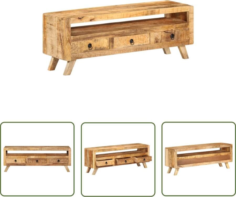 The Living Store Televisiemeubel Mango Hout 110x30x40cm Gepolijst en Geverfd Tv Meubels Houten Tv Stand Mango Wood Furniture Living Room Furniture Tv Cabinet - Foto 2