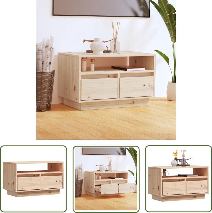 The Living Store vidaXL Tv-meubel 60x35x37 cm massief grenenhout Tv Meubels Houten Tv Stand Grenoble Hout Zwevende Poten Living Room Furniture - Foto 2