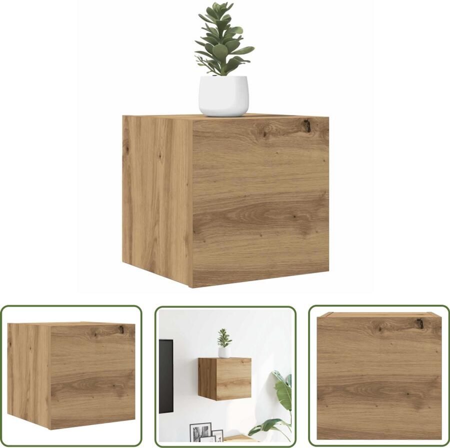 The Living Store vidaXL Houten Tv Stand Tv Wandmeubel Tv-wandmeubel 30 5x30x30 cm artisanaal eikenkleurig Salontafel Mediaschaats Tv Kast