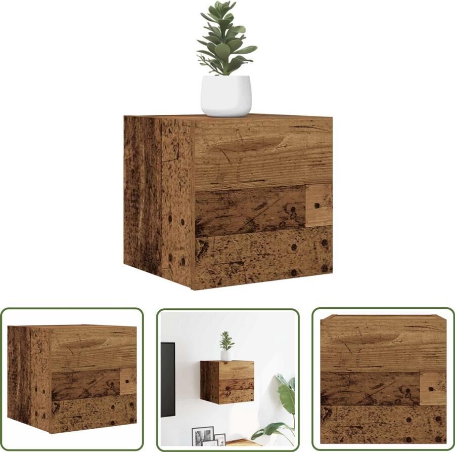 The Living Store vidaXL Houten Tv Stand Tv Wandmeubel Tv-wandmeubel 30 5x30x30 cm oud houtkleurig Vintage Tv Tafel Salontafel Opbergvakken