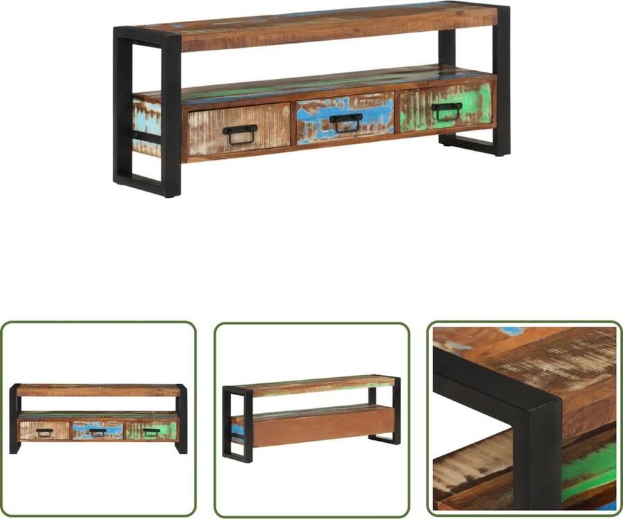 The Living Store vidaXL Houten Tv-standaard TV Kast Tv-meubel 120x30x45 cm massief gerecycled hout Landelijke Tv-bank Vintage Tv-meubel Industriele Tv-tafel - Foto 2