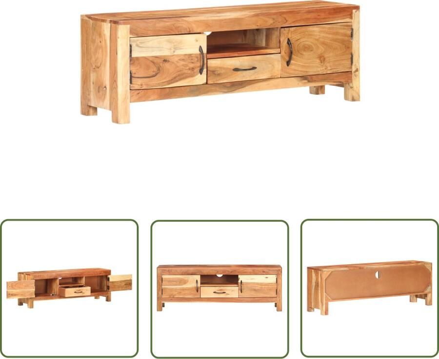 The Living Store TV-meubel Mangohout Stereokast 116 x 30 x 40 cm Natuurlijke afwerking Tv-meubel Houten Tv-standaard Salontafel Livingroom Meubilair Acacia Hout - Foto 2