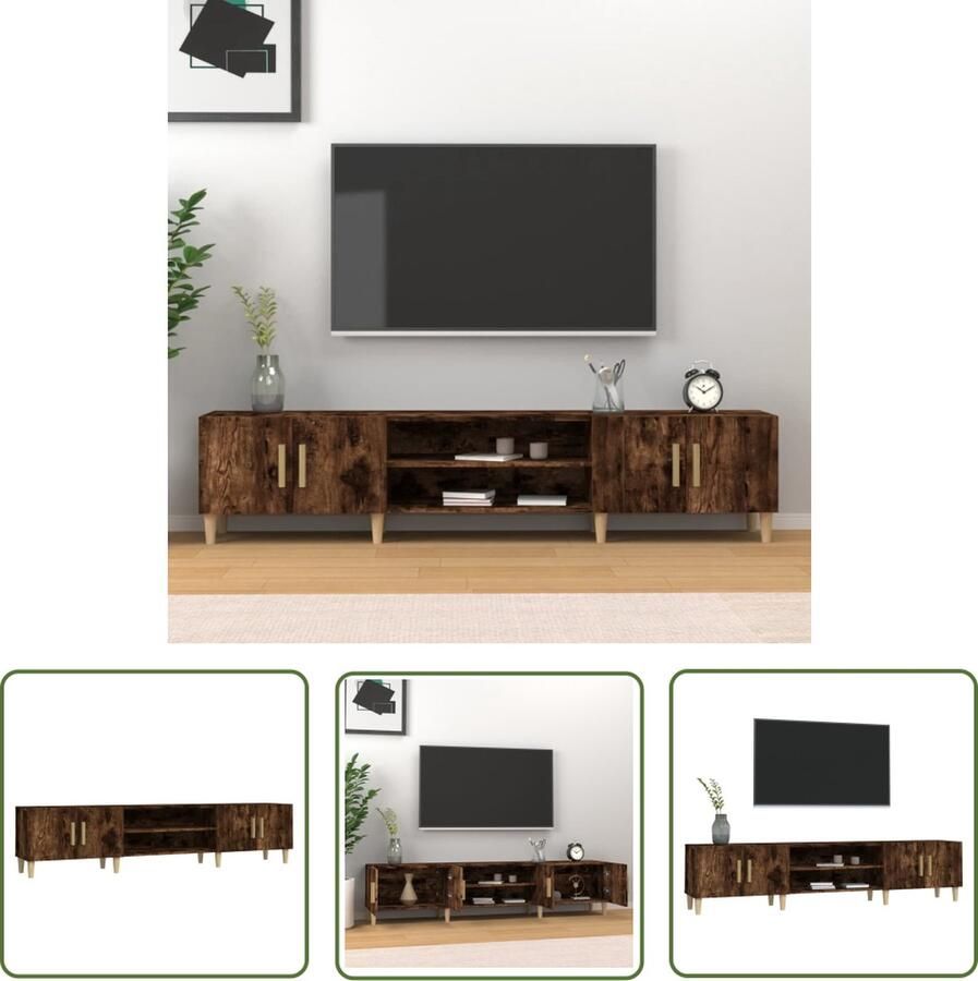 The Living Store vidaXL Houtsoort Tv Kast Tv-meubel 180x31 5x40 cm bewerkt hout gerookt eikenkleurig Bruine Meubels Salontafel Livingroom Furniture - Foto 2