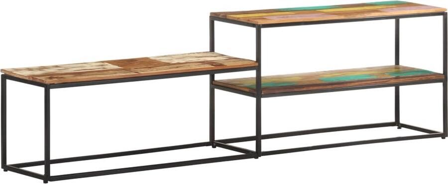 The Living Store Televisiemeubel Industrial 180 x 30 x 50 cm Massief gerecycled hout en staal Televisieserie Industrieel Design Tv Kast Houten Tv Stand Recyceld Hout - Foto 2