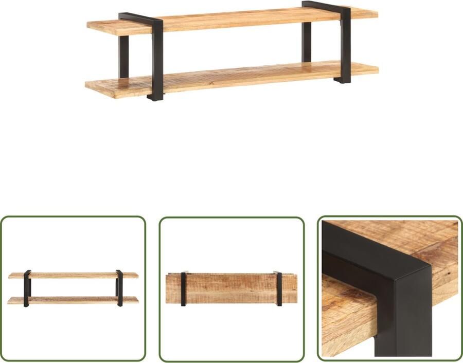 The Living Store Tv-meubel IndustriÃle Stijl 160 x 40 x 40 cm Massief mangohout Tv-meubel Industrieel Meubilair Mangohouten Meubels Bruine Tv-kasten Vintage Tv-stand - Foto 4