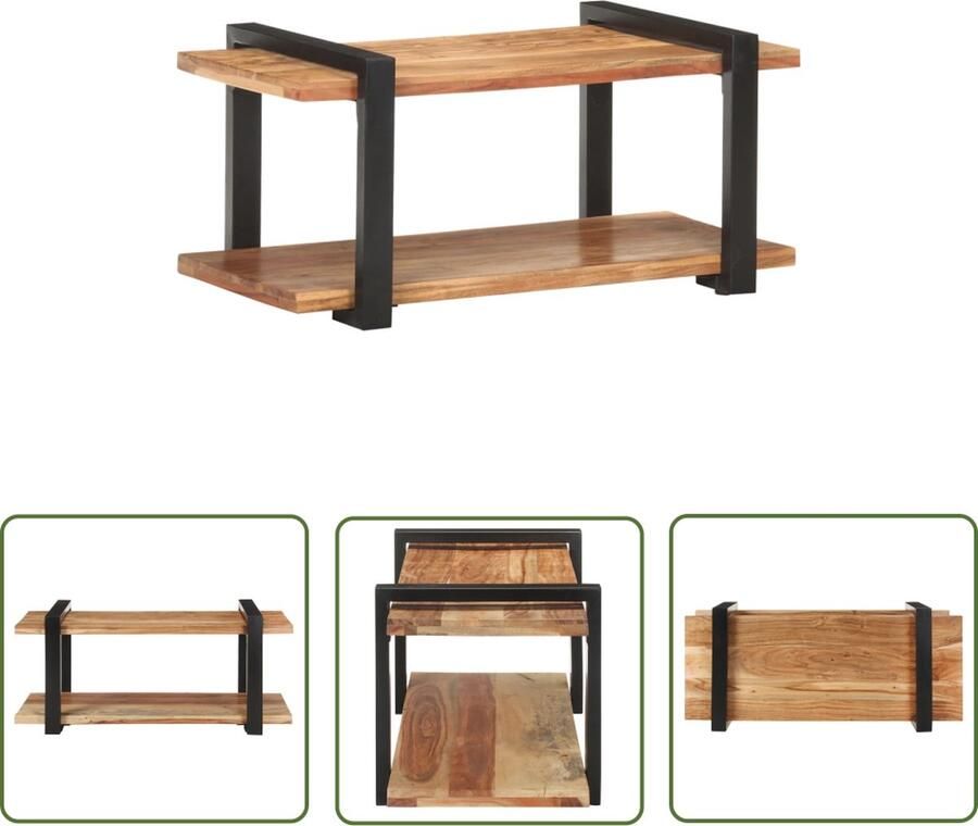 The Living Store TV-Kast IndustriÃle Stijl Massief Acaciahout 90x40x40 cm TV-kast Industrieel Acacia Hout Bruin Tv Stand - Foto 2