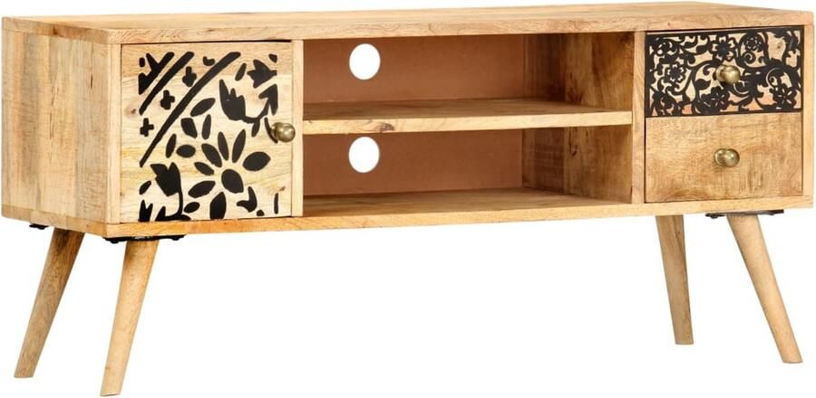 VidaXL Tv-meubel Massief Mangohout 100x30x45 cm Tv-meubel Industrieel Tv-meubel Mangohout Tv-stand Vintage Tv-meubel Retro Tv-tafel Woonkamer Meubilair Opberg Kast - Foto 2