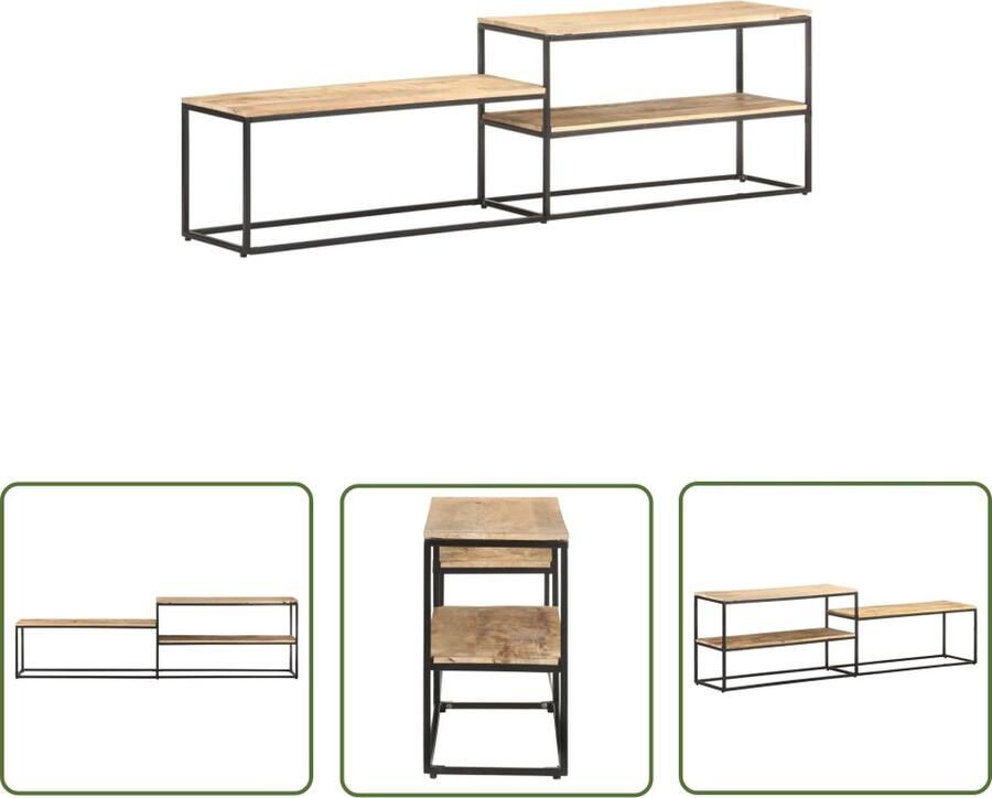 The Living Store IndustriÃle Stereokast Hout 180 x 30 x 50 cm Tv-meubel Industrieel Tv-meubel Mangohouten Tv-standaard Tv-kast Media Kast - Foto 2