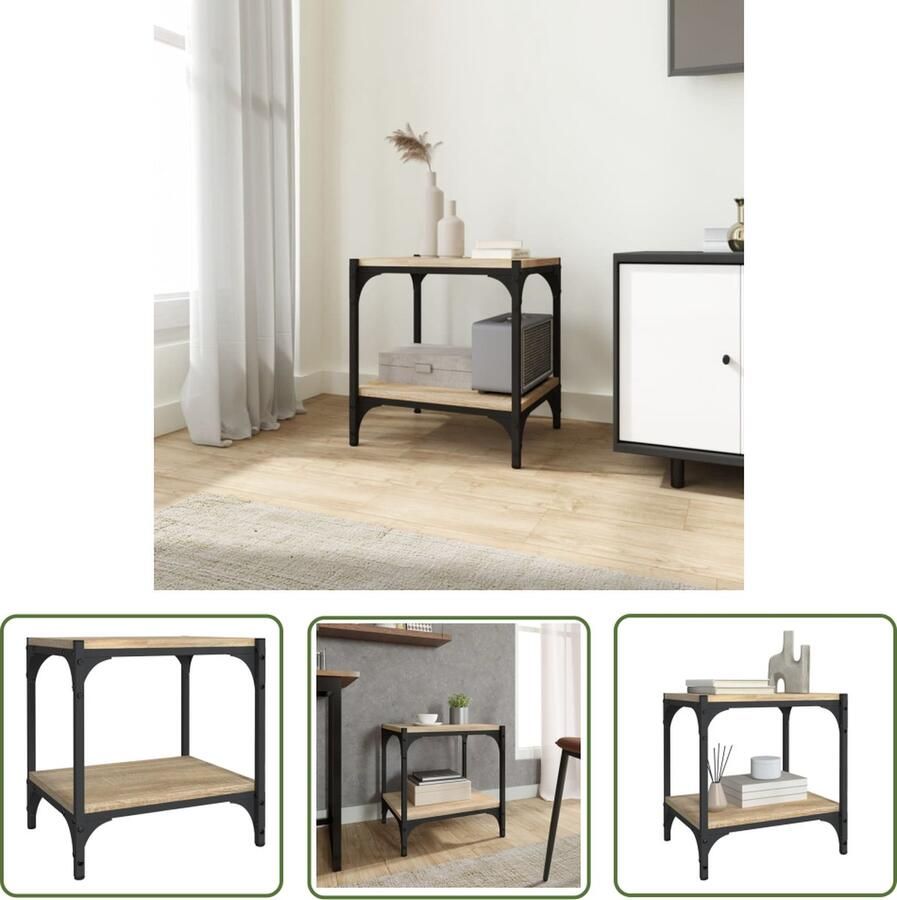 The Living Store vidaXL Tv-meubel 40x33x41 cm bewerkt hout en staal sonoma eikenkleurig Tv-meubel Industrieel Tv-meubel Houten Tv-stand Tv Kast Sonora Eiken Meubilair - Foto 2