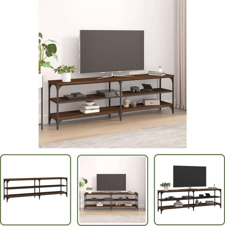 The Living Store vidaXL Tv-meubel 160x30x50 cm bewerkt hout bruin eikenkleur Tv-meubel Industriële Tv-bank Houten Tv-tafel Bruin Tv-meubel Vintage Tv-meubel - Foto 2