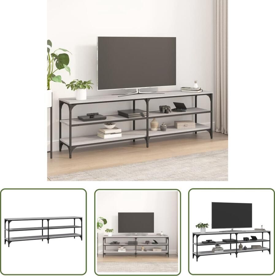 The Living Store vidaXL Tv-meubel 160x30x50 cm bewerkt hout grijs sonoma eikenkleurig Tv-meubel Industriële Tv-bank Houten Tv-tafel Salontafel Vintage Tv-meubel - Foto 2
