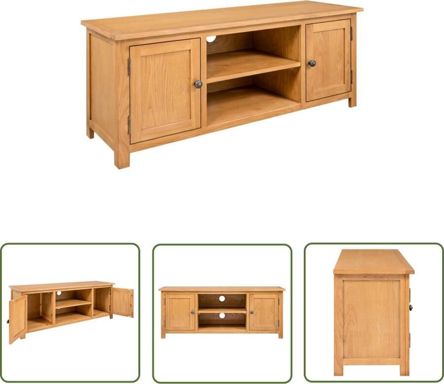 The Living Store TV-kast Rustiek Eikenhout 110 x 35 x 44 cm Tv-kast Landelijke Tv-kast Eikenhouten Tv-kast Tv Meubilair Salontafel - Foto 2