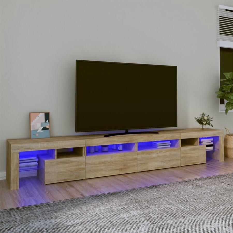 The Living Store vidaXL Led Tv Meubel Tv Meubel Tv-meubel met LED-verlichting 260x36 5x40cm sonoma eikenkleurig Tv Kast Salontafel Houten Meubilair