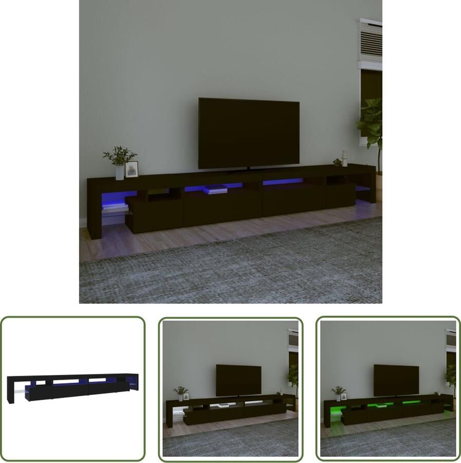 The Living Store TV-meubel LED-verlichting Middelgroot Zwart 290 x 36.5 x 40 cm Tv Meubel Led Tv Meubel Zwarte Tv Kast Houten Tv Meubel Media Kast