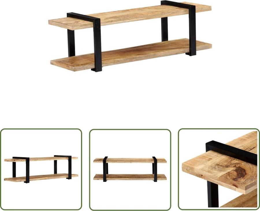 The Living Store TV-meubel IndustriÃle Stijl Mangohout 130 x 40 x 40 cm Gepoedercoat ijzer Tv-meubel Industrieel Mangohouten Tv-stand Tv Kast Bruin Vintage Tv-meubel Design Tv-meubel - Foto 3