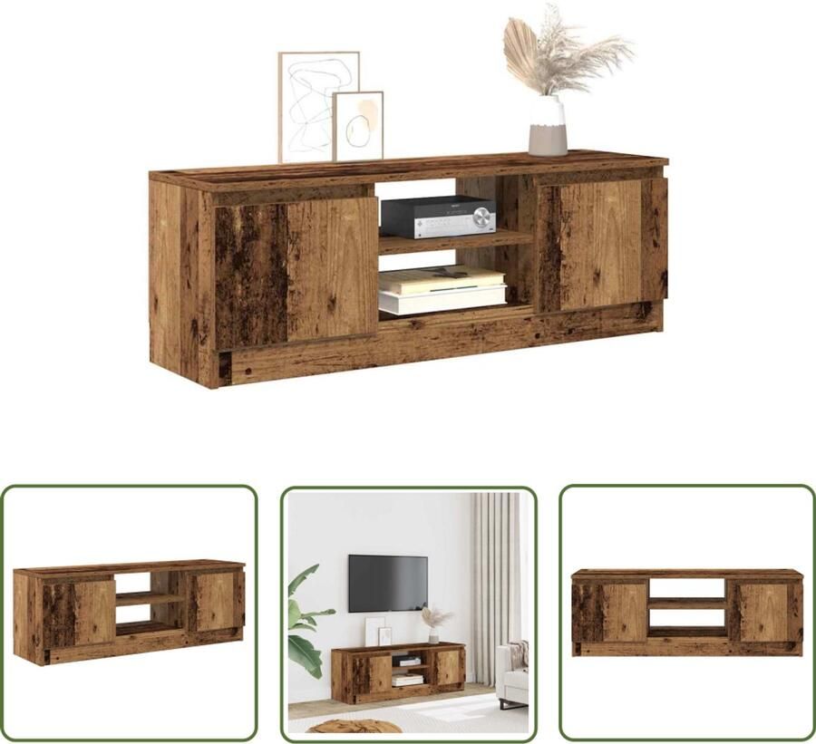 The Living Store vidaXL Media Kast Tv Kast Tv-meubel 102x30x36 cm bewerkt hout oud houtkleurig Houten Tv Stand Vintage Tv Tafel Salontafel