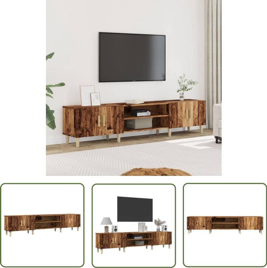 The Living Store vidaXL Media Kast Tv Kast Tv-meubel 180x31 5x40 cm bewerkt hout oud houtkleurig Salontafel Houtske Vintage Tv Stand