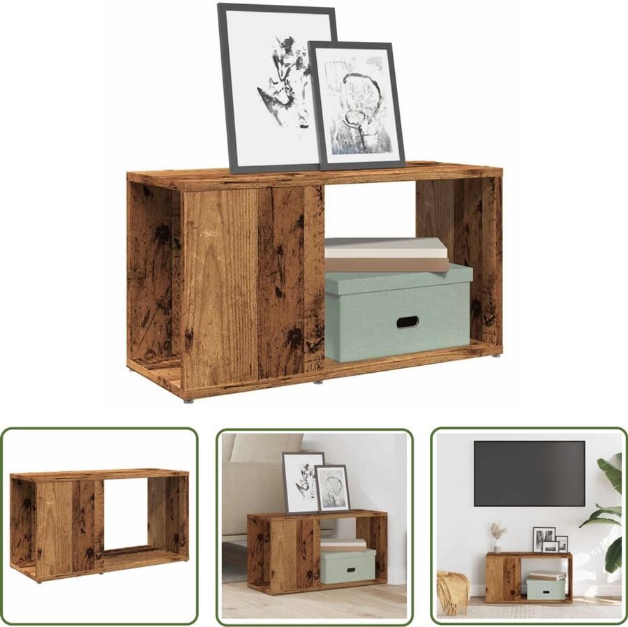 The Living Store vidaXL Tv-meubel 60x24x32 cm bewerkt hout oud houtkleurig Tv-meubel Media Kast Houten Tv-standaard Salontafel Bergruimte