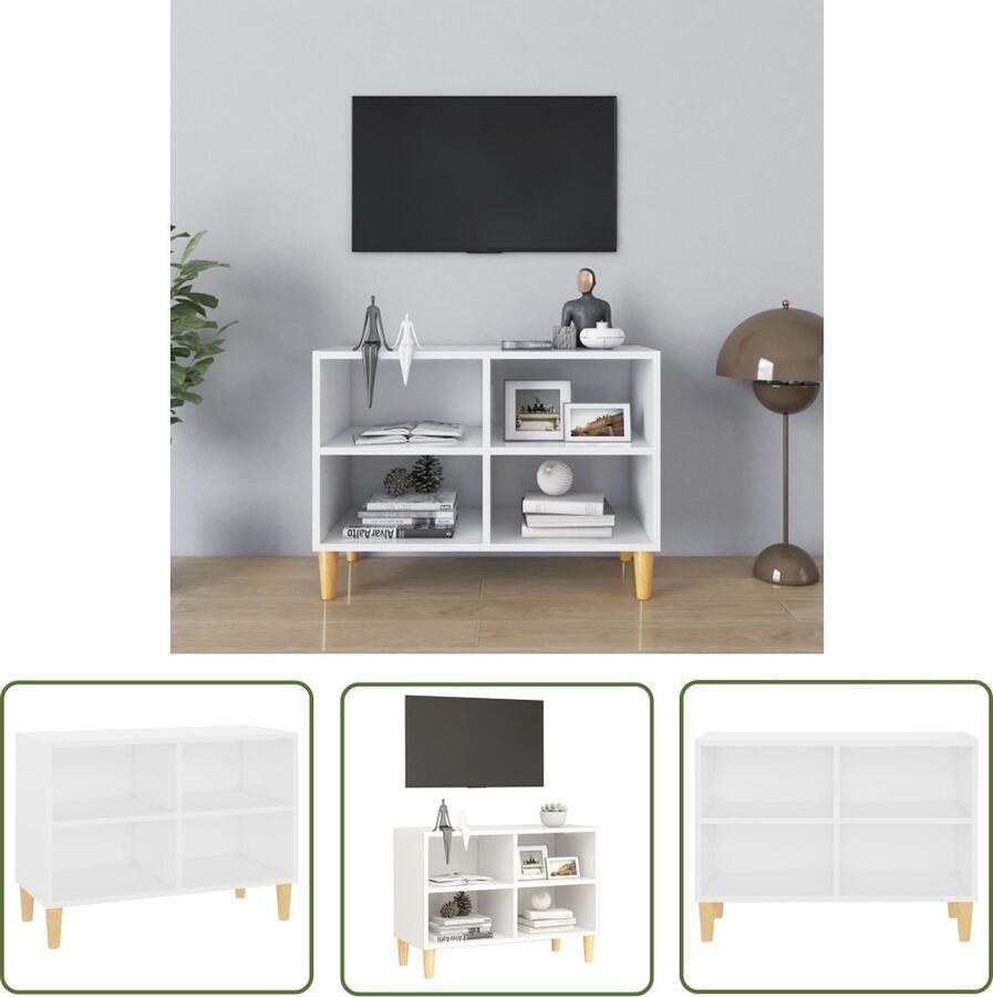 The Living Store Bedkastje Scandinavische charme Prachtig ontworpen Chique meubel TV Kast Salontafel Scandinavisch Design Houtsoort Wit - Foto 3