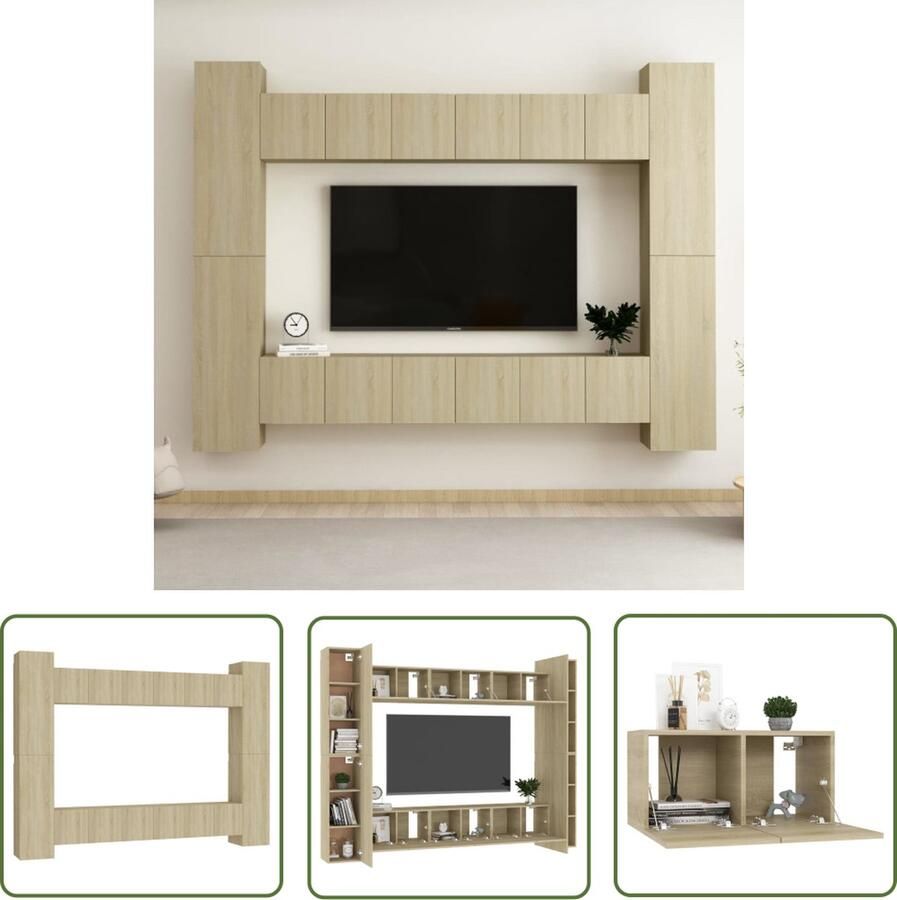 The Living Store Televisiemeubel Sonoma Eiken 60x30x30 cm 30.5x30x90 cm Met meerdere vakken Tv-meubel Salontafel Houten Tv-standaard Tv-kasten Media-console - Foto 2
