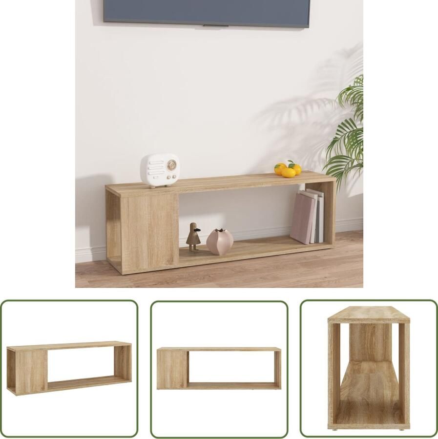 The Living Store TV-kast tv-meubel Afmetingen- 100 x 24 x 32 cm Kleur- sonoma eiken Tv-meubel Salontafel Houten Meubilair Tv Kast Sonoma Eiken - Foto 2