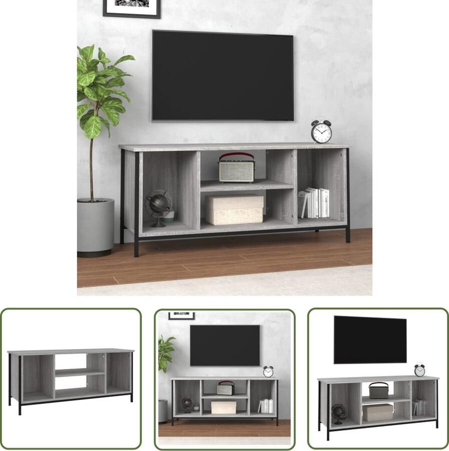 The Living Store Tv-meubel Trendy en praktisch Tv-meubels 102 x 35 x 45 cm Duurzaam hout Tv-meubel Salontafel Houten Meubilair Grijze Meubels Modern Tv-meubel - Foto 2
