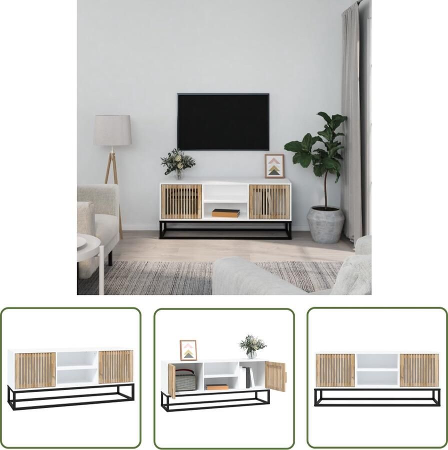 The Living Store Tv-meubel Trendy en praktisch 105 x 30 x 45 cm Wit Tv-meubel Salontafel Houten Meubilair Wit Meubel Moderne Tv-kast - Foto 2