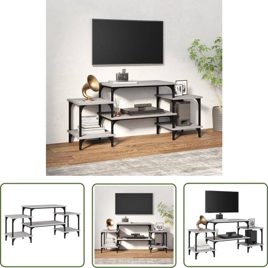 The Living Store vidaXL Tv-meubel 117x35x52 cm bewerkt hout grijs sonoma eikenkleurig Tv-meubel Salontafel Houten Tv-stand Grijze Tv-bank Media Kast - Foto 2